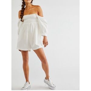 White free people linen romper